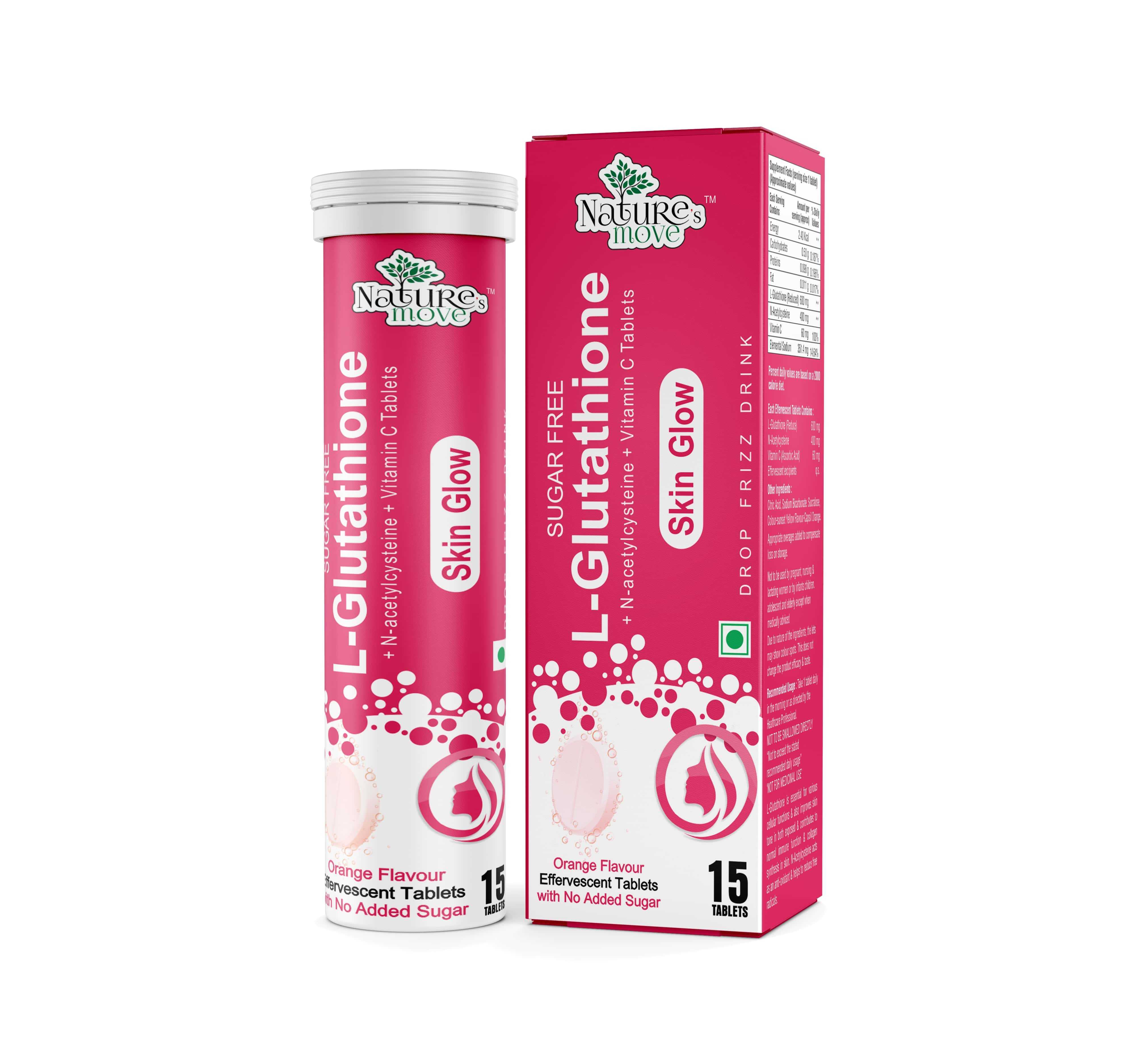 Natures Move L-Glutathione Effervescent Tablets Skin Glow Formula
