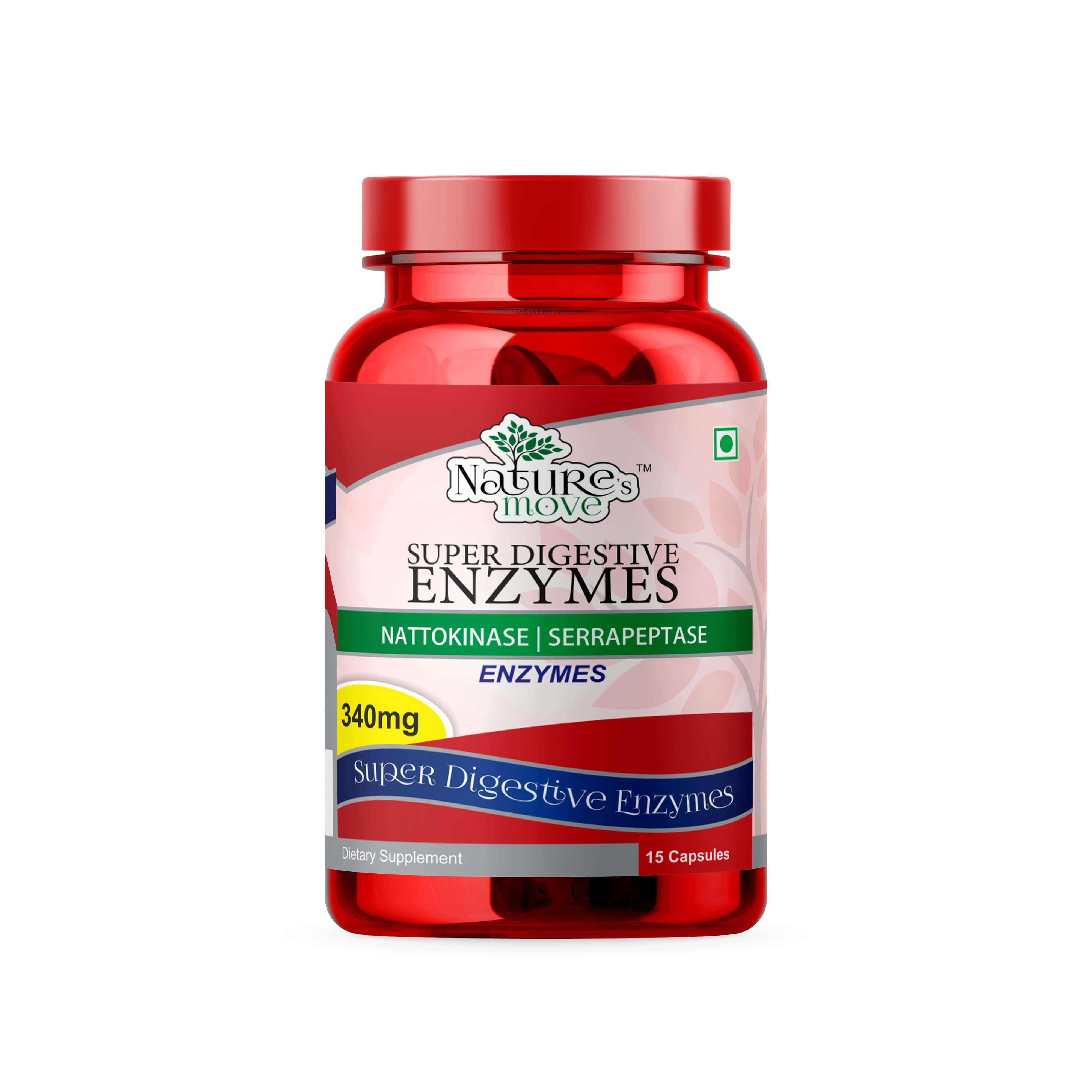 Natures Move Super Digestive Enzymes | Nattokinase | Serrapeptase 30 Capsules