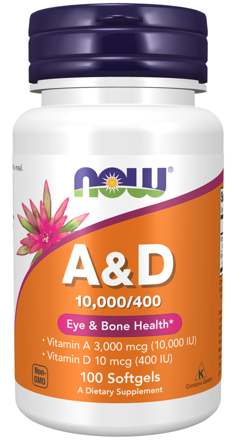 NOW VITAMIN A & D 10000/400 100SGELS-350
