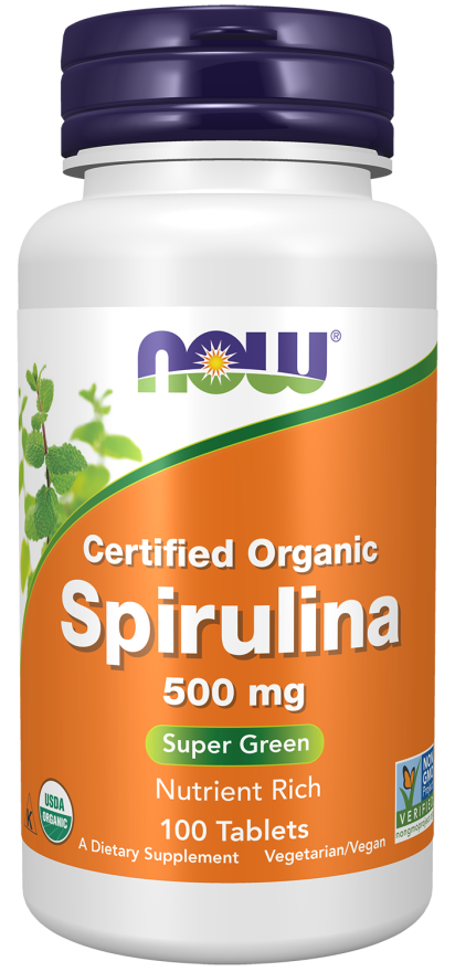 NOW ORG SPIRULINA 500mg  100 TABS-2696