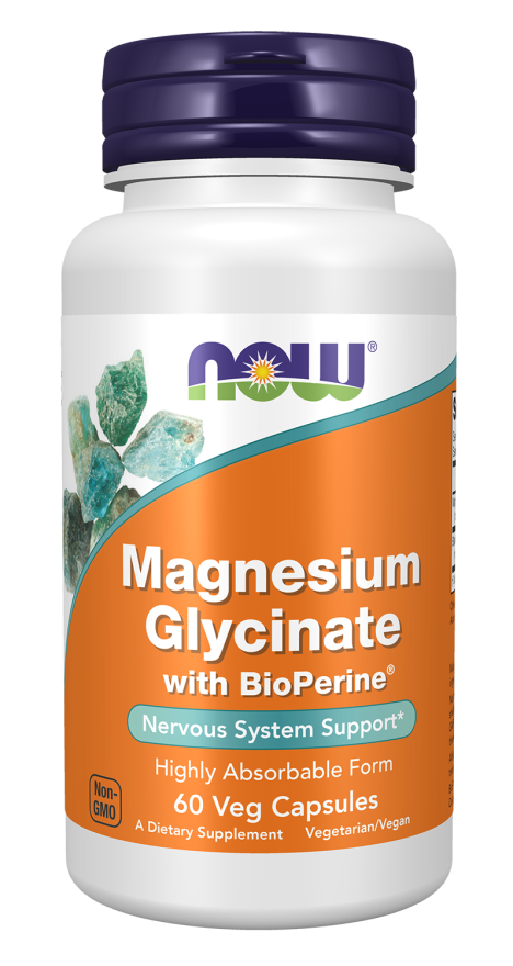 NOW MAGNESIUM GLYCINATE WITH BIOPERINE  60 CAPS-1284